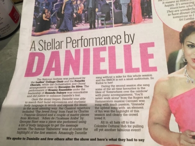 A Stellar Performance by Danielle – Daily Mirror, Sri Lanka